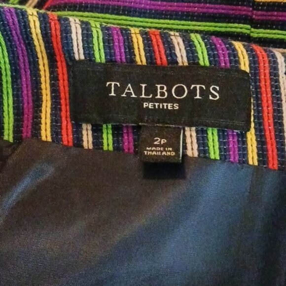 Talbots Skirt Womens Size 2P Multi-Color Striped Pencil Skirt Stretch Straight - Picture 6 of 7